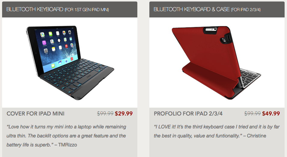 ZAGG Bluetooth keyboard cases: iPad mini w/ backlit keys $30 (Reg. $100