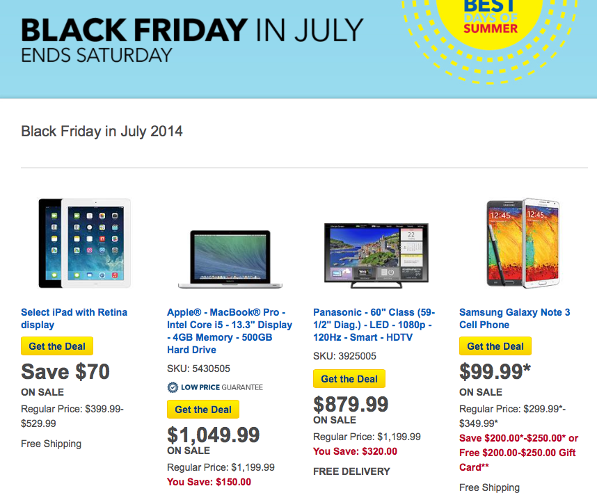 Best Buy Black Friday in July Jawbone UP24 50 off, iPad 4 from 330