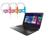HP 15.6%22 Laptop and Powerbeats by Dr. Dre Clip-On Earbud Headphones Package