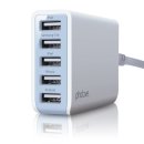 Photive 25 Watt 5 Port USB Desktop Rapid Charger. Multiport USB Travel Charger for iPhone 5s 5c 5, iPad Air, iPad mini, Galaxy S5 S4, Note 3 2, the new HTC One (M8), Nexus and More