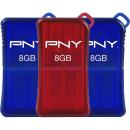 PNY - Micro Sleek Attaché 8GB USB 2.0 Flash Drives (3-Count) - Red:Blue