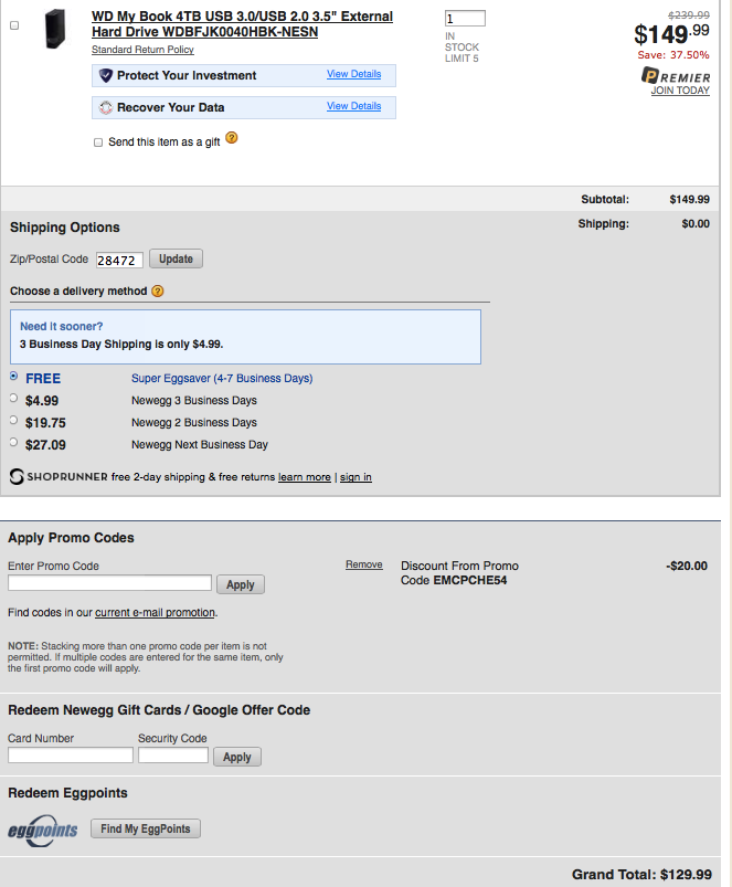 WD My Book 4TB USB 3.0 Desktop Hard Drive $130 shipped (orig. $240)