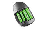 Enercell 4-Bay Battery Charger for AA:AAA Ni-MH Rechargeable Batteries with Over-Charge Protection - Includes 2 x 2500mAh ''AA'' and 2 x 850mAh ''AAA'' Batteries