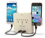 Aduro SURGE Dual USB Charging Station and Surge Protector with Phone Holders