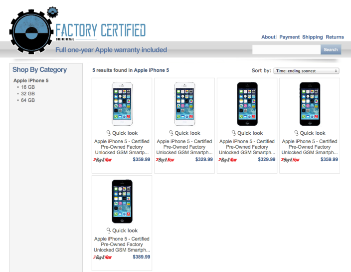 iPhone 5 factory unlocked manufacturer refurbished w/ 1yr Apple warranty