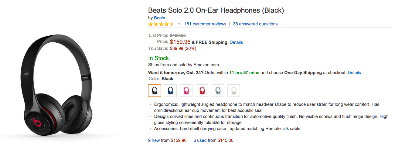 Beats By Dr. Dre Solo2 on-ear headphones (all colors): $160 shipped ...