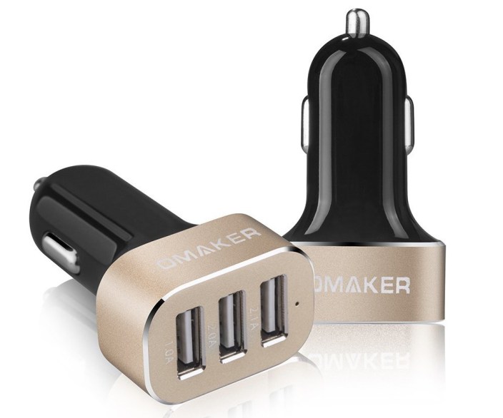 Omaker Premium 3 USB 26W 5.1A Aluminum Panel Compact Designed USB Car Charger-Hassle Free Replacement