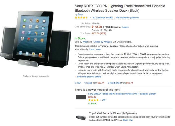Sony Lightning iPad:iPhone:iPod Portable Bluetooth Wireless Speaker Dock in black-RDPXF300IPN-sale-02