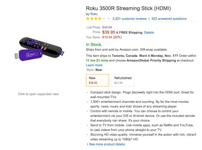 3500R-Roku-Streaming Stick-sale