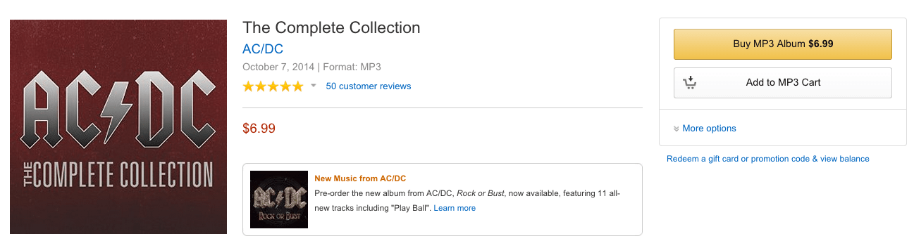 AC/DC: The Complete Collection (27 albums, 290 songs) in MP3 for $6.99