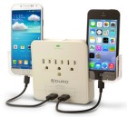 Aduro SURGE Dual USB Charging Station and Surge Protector with Phone Holders