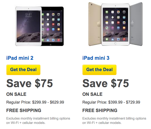 Best Buy iPad mini 2 w/ Retina display and iPad mini 3 w/ Touch ID now