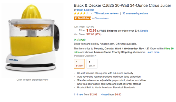 Black & Decker 30-Watt 34-Ounce Citrus Juicer (CJ625)-sale-02