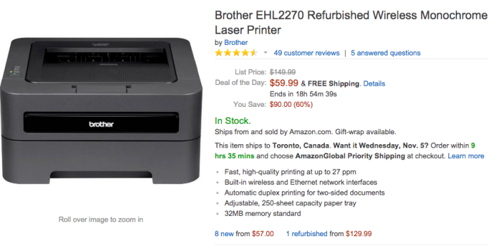 Brother Wireless Monochrome Laser Printer-EHL2270-02