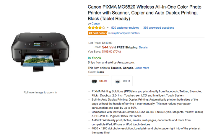 Canon PIXMA Wireless All-In-One Color Photo Printer (MG5520)-sale-01