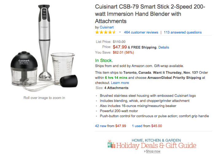 Cuisinart Smart Stick 2-Speed 200-watt Immersion Hand Blender with Attachments (CSB-79)-sale-03