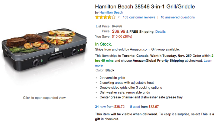 Hamilton Beach 3-in-1 Grill/Griddle Black 38546 - Best Buy