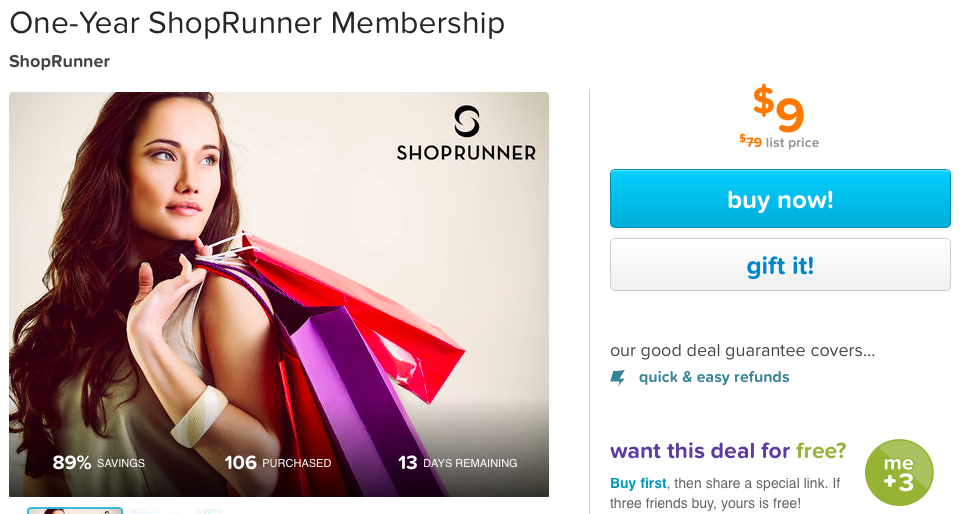 ShopRunner one-year membership: two-day shipping from hundreds of ...