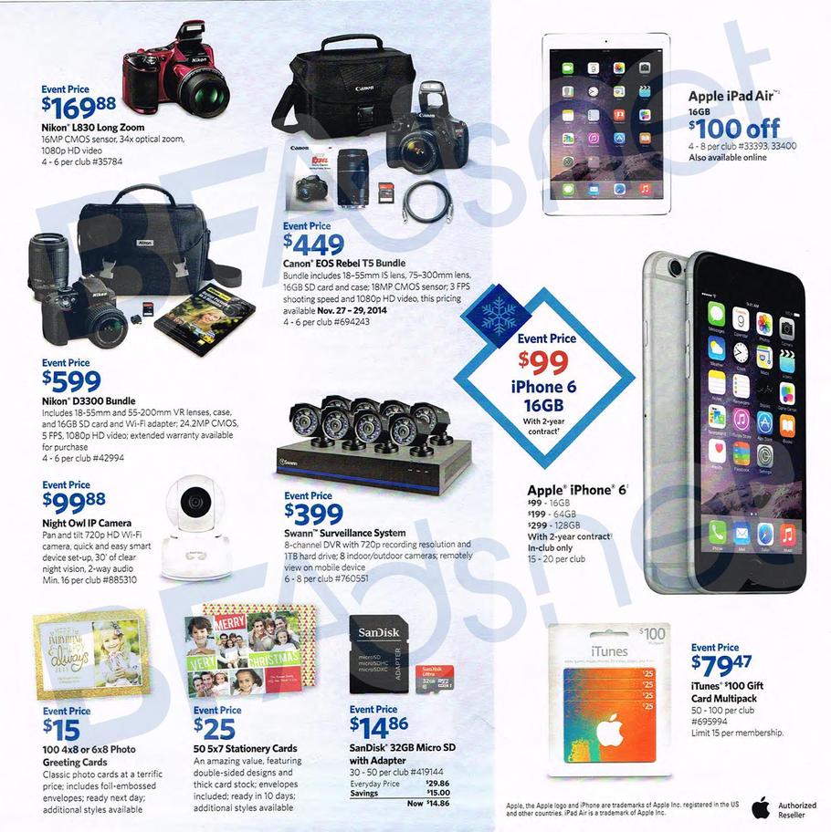 Sam's Club Black Friday ad leak discounted iTunes/Google Play cards