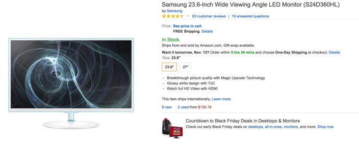 Samsung 23.6-Inch Wide Viewing Angle LED Monitor (S24D360HL)