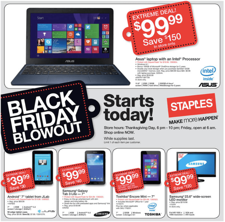 Staples Black Friday Ad save 20 on iPad Air & Retina mini, printers