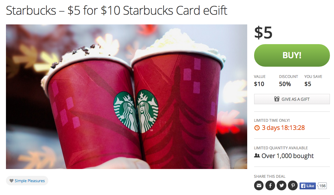 Starbucks Gift Card, $15 - Brookshire's