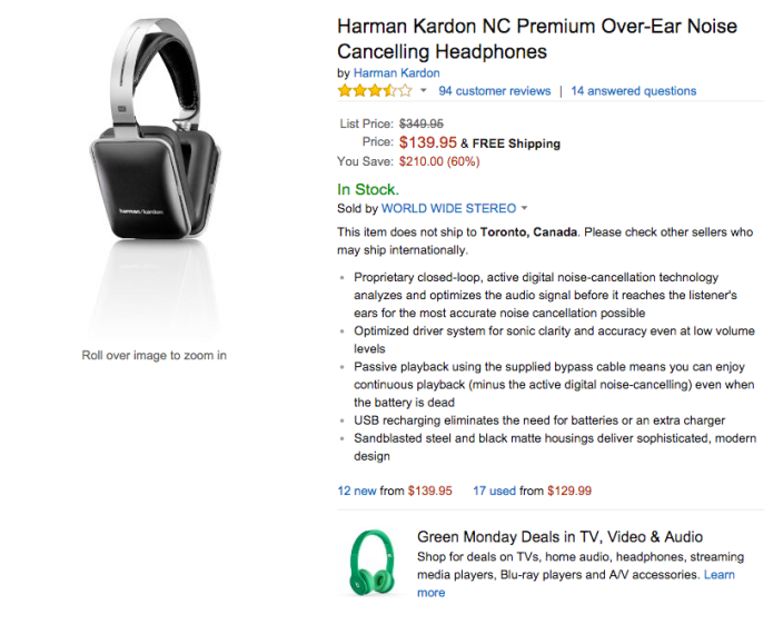Harman Kardon NC Premium Over-Ear Noise Cancelling Headphones (HARKARNC-02