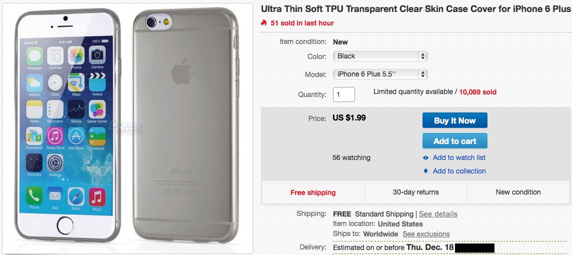 iPhone 6/Plus Ultra Thin TPU Case in multiple colors for $2 shipped