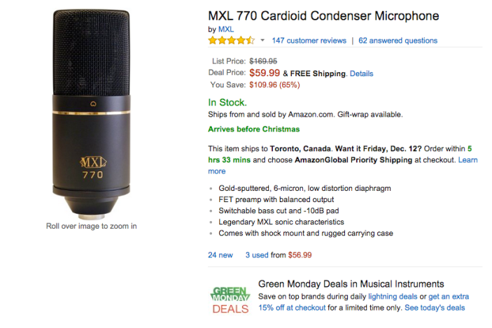 MXL 770 Cardioid Condenser Microphone-sale-03