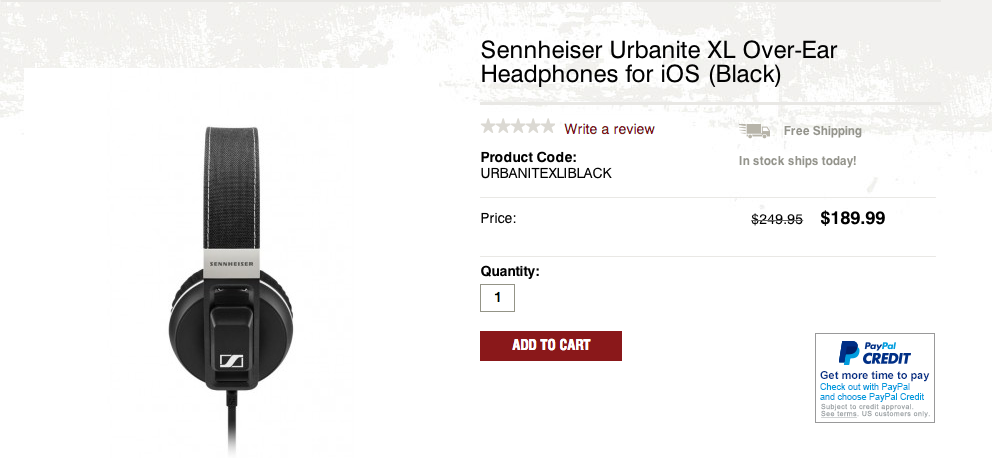 Sennheiser Urbanite XL Over-Ear Headphones for iOS w/ $10 Focus Camera ...