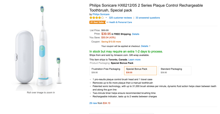 Philips Sonicare 2 Series Plaque Control Rechargeable Toothbrush, Special pack (HX6212:05)-sale-04