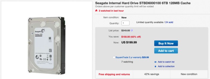 Seagate Desktop HDD 6TB 6Gb:s 128MB Cache 3.5-Inch Internal Drive Retail Kit