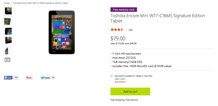 Toshiba Encore Mini WT7-C16MS Signature Edition Tablet