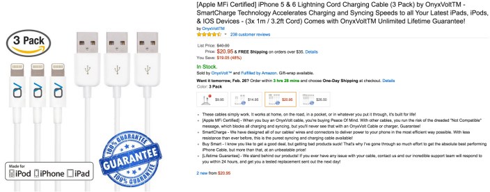 3-pack mfi cert lightning cables