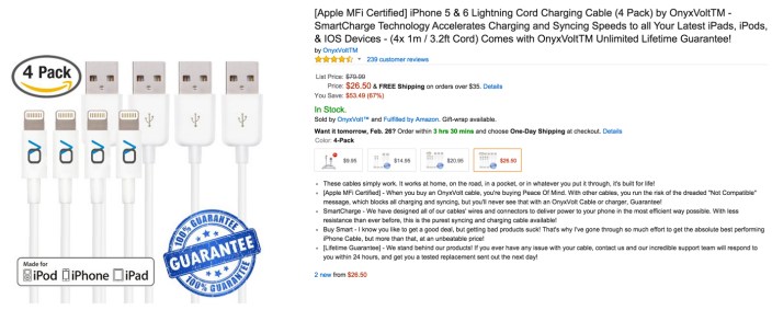 4-pack mfi lightning cables