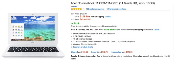 Acer Chromebook 11 CB3-111-C670 (11.6-inch HD, 2GB, 16GB)