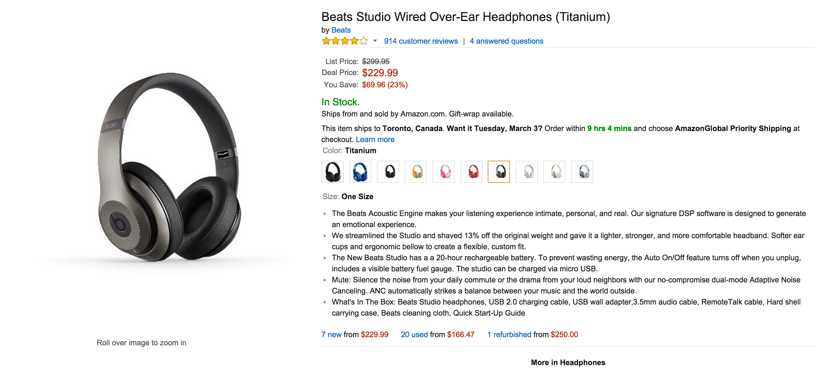 Beats Studio Wired Over-Ear Headphones (matte black, white, titanium ...