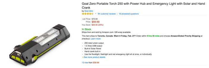 Goal Zero Portable Torch 250 with Power Hub and Emergency Light with Solar and Hand Crank-sale-03