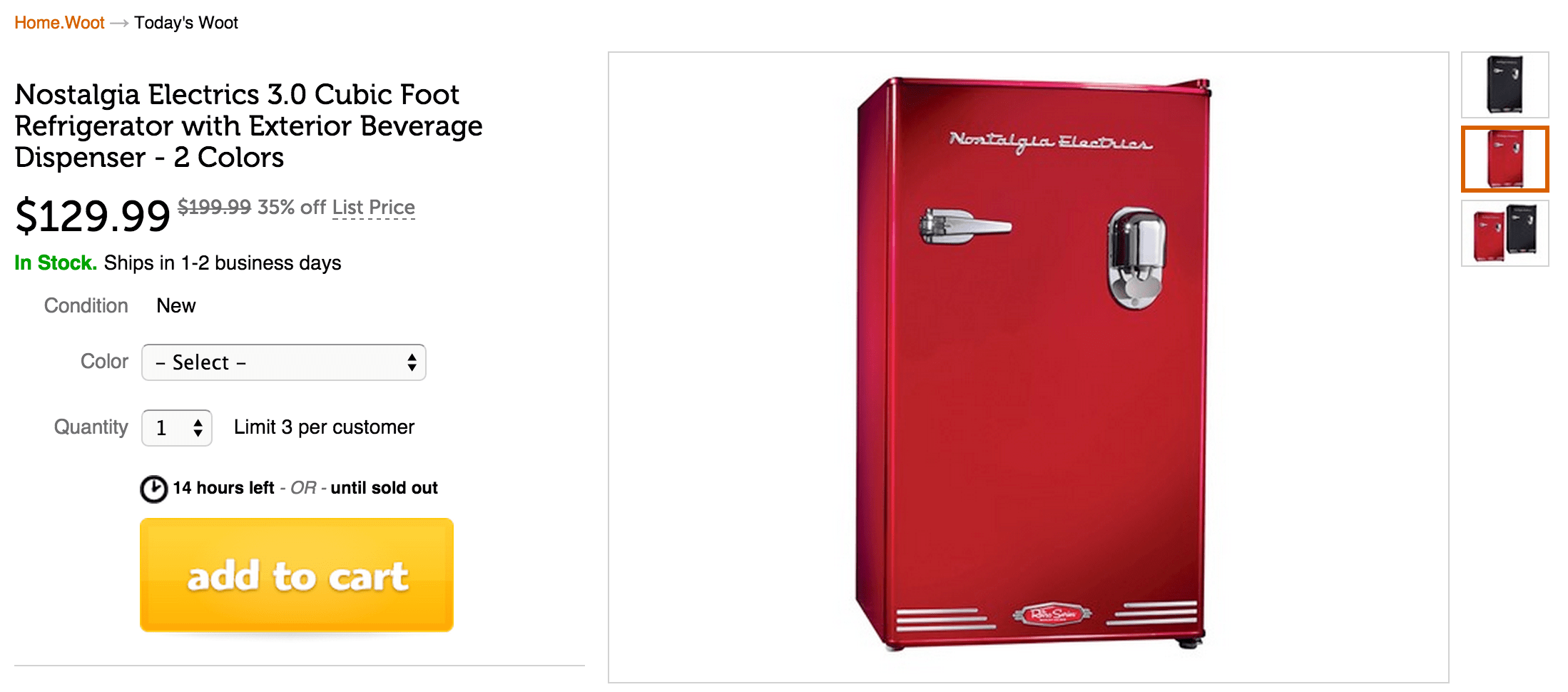 Home Nostalgia Electrics mini fridge/dispenser 135 (Reg. 200