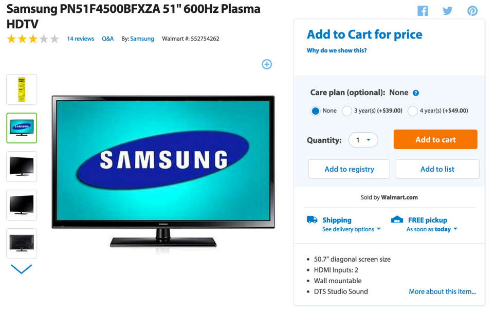 HDTVs Samsung 48″ Smart 548 (orig. 848), Samsung 51″ Plasma 348