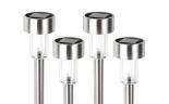 4-Pack Stainless Steel Outdoor LED Solar Lights with Built-In Stakes and Auto On:Off Sensor