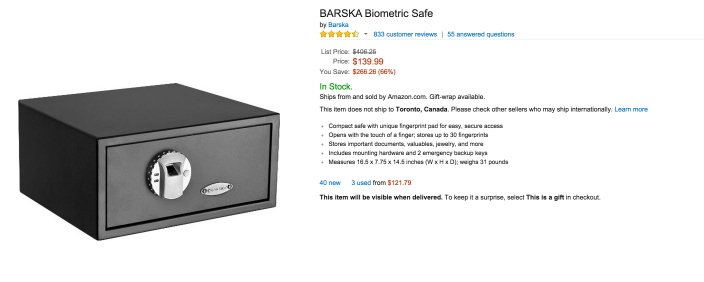 BARSKA Biometric Safe (AX11224-=sale-02
