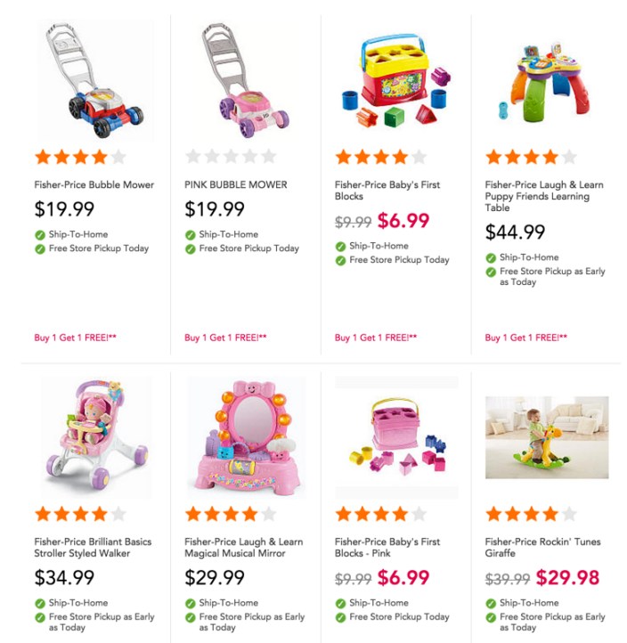 Fisher-Price buy one get one free sale toys r us in-store