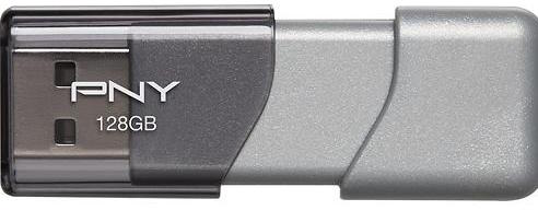 PNY - Turbo Plus 128GB USB 3.0 Flash Drive - Silver:Black