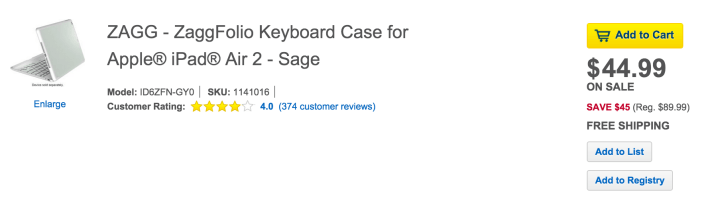 ZaggFolio Keyboard Case for Apple iPad Air 2 in Sage-sale-02