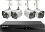 Zmodo - 4-Channel, 4-Camera Indoor:Outdoor High-Definition NVR Security System - White