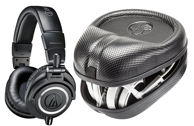 Audio-Technica ATH-M50x Professional Monitor Headphones Slappa Full Sized  HardBody PRO Headphone Case (SL-HP-07)