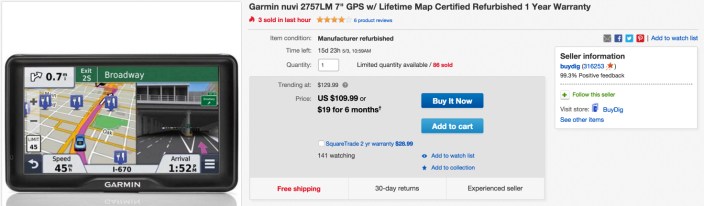 Garmin nuvi 2757LM 7%22 GPS w: Lifetime Map Certified Refurbished 1 Year Warranty