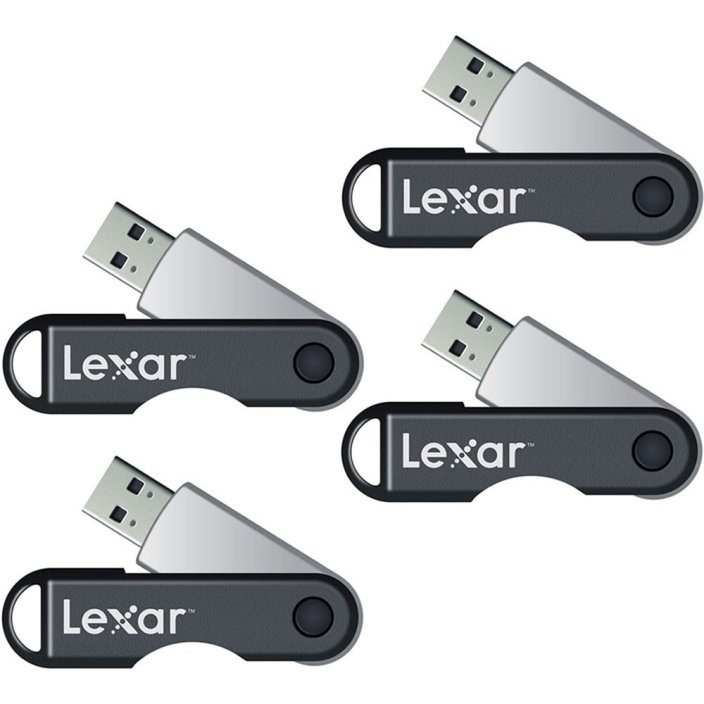 Lexar JumpDrive TwistTurn 16 GB USB Flash Drive (Black & Silver) 4-Pack (64GB Total)
