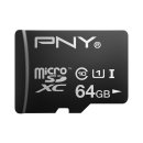 PNY Turbo Performance 64GB High Speed MicroSDXC Class 10 UHS-1 Up to 90MB:sec Flash Card